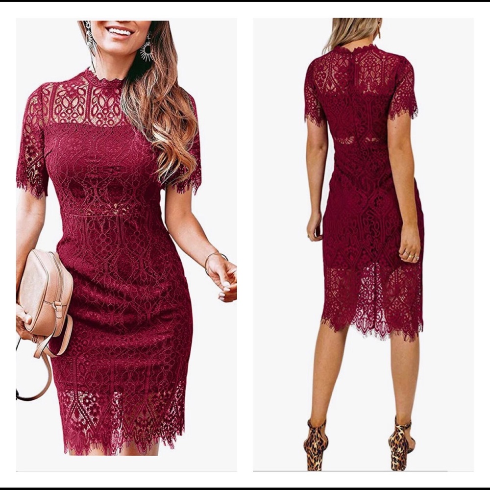 NWT High Neck Floral Lace Elegant Cocktail Dress